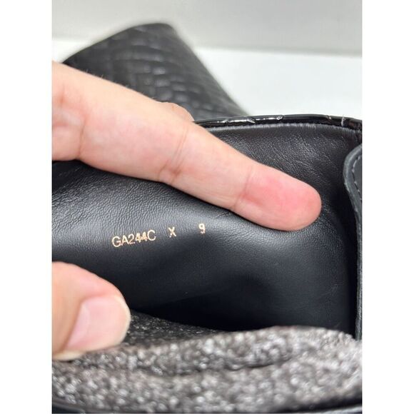 Good American Boots Womens Size 9 Black Square Toe Croc Embossed Ankle Booties - Picture 10 of 11